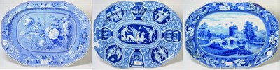 Lot 159 - A Spode Pearlware Meat Platter, circa 1820, printed in underglaze blue with the Grecian...