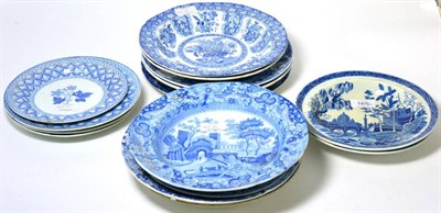 Lot 165 - A Pair of Spode Pearlware Soup Plates, circa 1820, printed in underglaze blue with a view of...