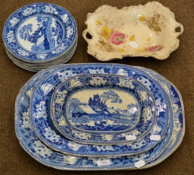 Lot 180 - A Pearlware Dinner Service, circa 1820, printed in underglaze blue with the Fallow Deer...