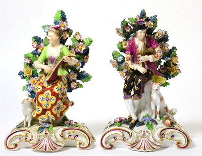 Lot 201 - A Pair of Chelsea Style Porcelain Figures of a Shepherd and Shepherdess, circa 1900, each...