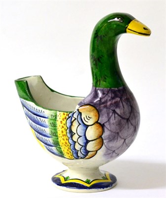 Lot 205 - A Wemyss Pottery Spooner Warmer, early 20th century, modelled and painted as a duck, impressed...