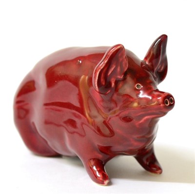 Lot 209 - A Wemyss Pottery Figure of a Small Pig, early 20th century, decorated with a ruby coloured...
