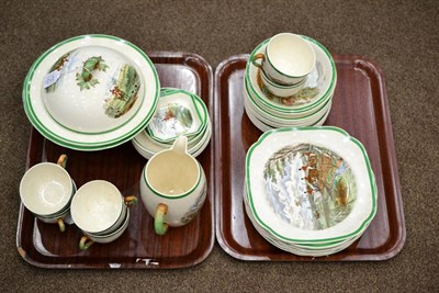 Lot 212 - A Copeland Spode Earthenware Hunting Breakfast Service, 20th century, printed and overpainted...
