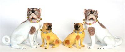 Lot 249 - A Pair of Carl Thieme, Potschappel Figures of Pug Dogs, after Meissen originals,...