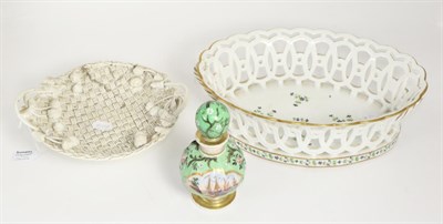 Lot 265 - A French Porcelain Scent Bottle and Stopper, mid 19th century, of fluted ovoid form painted...