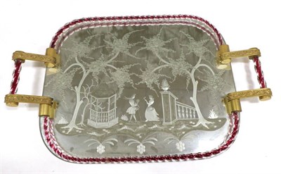 Lot 268 - A Façon de Venise Gilt Metal Mounted Mirrored Glass Tray, of rounded rectangular form with...