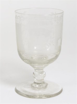 Lot 304 - A Glass Rummer, 19th century, engraved with the Sunderland Bridge, the reverse with initials,...