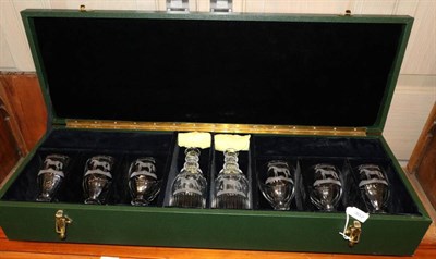 Lot 307 - A Glass Drinks Service of Racing Interest, in early 19th century style, each piece engraved...