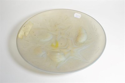 Lot 308 - A Lalique Style Glass Dish, 1930s, of circular form moulded with shells and seaweed, 35cm diameter