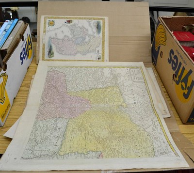 Lot 309 - European Maps, eleven unframed maps, including six large hand-coloured double page engraved maps of