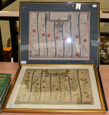 Lot 313 - Ogilby (John) Three hand-coloured road maps: York to West Chester; Oakeham to Richmond & London...