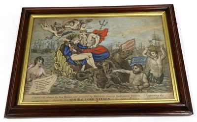 Lot 319 - Hand-Coloured Engraving ";Neptune drawn by sea horses and preceded by Tritons, bearing...