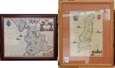 Lot 322 - Blaeu (Johannes)  Lancastria Palatinatus, hand-coloured, 395mm by 500mm; and Blaeu (Johannes)...