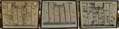 Lot 346 - Ogilby (John), Three Framed Ribbon Road Maps after John Ogilby, comprising Whitby to Durham,...