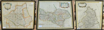 Lot 347 - Morden (Robert), Three framed engraved and hand-coloured maps after Robert Morden, comprising...