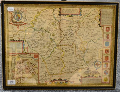 Lot 352 - John Speed Map of Leicester, both Countye and Citie, 1610 [circa 1614], hand coloured, in a...