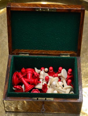 Lot 370 - An Edwardian Staunton Red Stained and Natural Ivory Chess Set, by Jaques, London, the white...