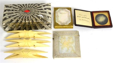 Lot 372 - A Cantonese Mother-of-Pearl Card Case, circa 1860, carved with exotic birds in branches and...