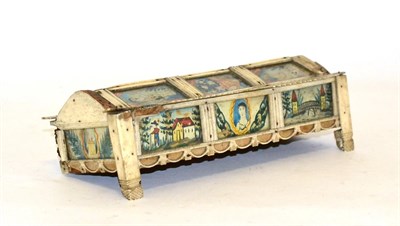 Lot 376 - A Napoleonic Prisoner of War Work Bone Casket and Cover, of domed rectangular form with painted...