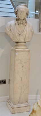 Lot 391 - Neville N Burnap: A White Marble Bust of Richard Cobden (1804-1865), signed NEVILLE N BURNAP...