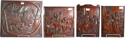 Lot 397 - A Pair of Regency Mahogany Panels, carved in bas-relief with Abraham's Servant at the Well, and...