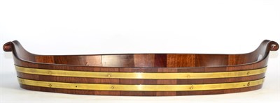 Lot 444 - A George III Brass Bound Mahogany Tray, of oval form with scroll handles, 53cm wide