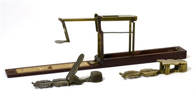 Lot 453 - A 19th Century Mahogany Folding Guinea Scale; and Two Brass Sovereign Balances (3)