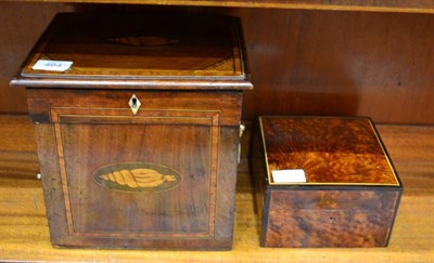 Lot 464 - A Mahogany, Banded and Marquetry Travelling Writing Cabinet, 19th century, the hinged top with...