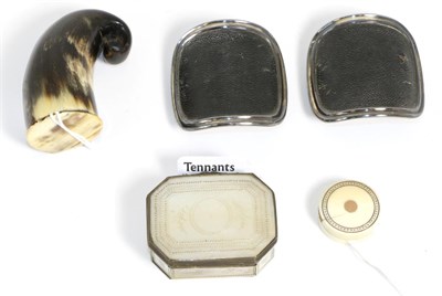 Lot 472 - A Metal Mounted and Mother-of-Pearl Snuff Box, circa 1800, of canted rectangular form engraved with