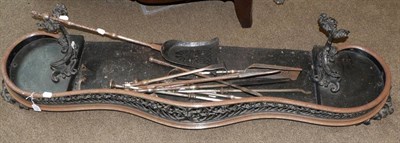 Lot 478 - A Victorian Cast Iron and Steel Fire Curb, of shaped form with foliate cast and pierced decoration