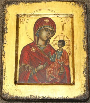 Lot 481 - An Eastern European Icon depicting the Madonna and Child, gold ground and oil on panel, 18cm by...