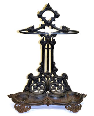 Lot 489 - A Victorian Coalbrookdale Cast Iron Stickstand, of foliate cast Gothic form with shaped oval...