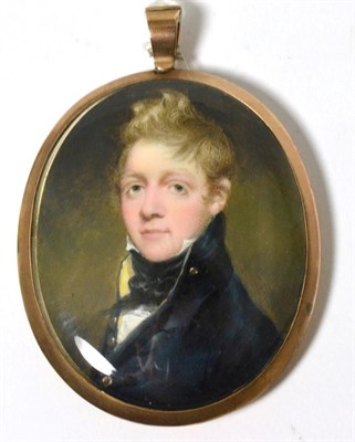 Lot 502 - Manner of John Commerford (Irish, 1770-1832): A Miniature Bust Portrait of a Midshipman,...