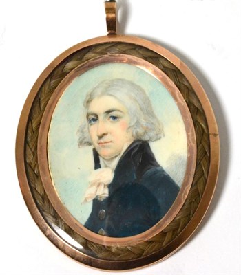 Lot 503 - School of Richard Cosway (British, 1742-1821): A Miniature Bust Portrait of a Gentleman,...