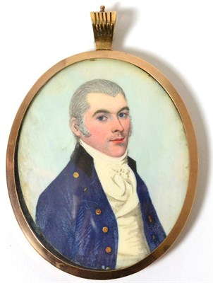 Lot 504 - Frederick Buck (Irish, 1771-c.1839): A Miniature Bust Portrait of a Gentleman, wearing a white...