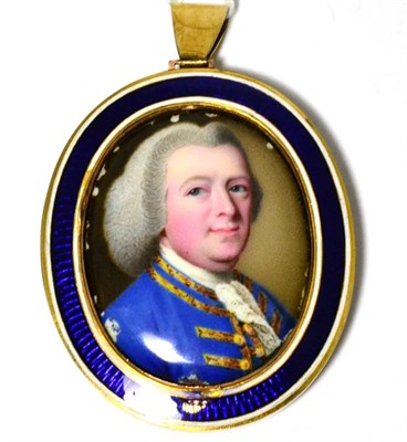 Lot 506 - Samuel Cotes (British, 1734-1818): A Miniature Bust Portrait of a Young Boy, wearing a blue jacket