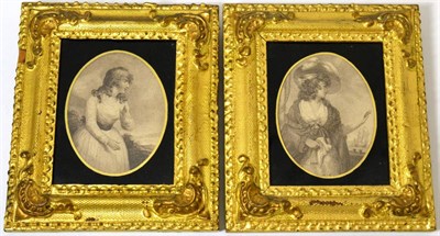 Lot 508 - A Pair of 19th Century Gilt Gesso and Verre Eglomise Framed Miniature Portrait Prints, 16.5cm...