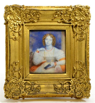 Lot 509 - English School (early 19th century): Miniature Portrait of a Girl, with ringletted hair,...