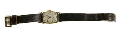 Lot 551 - An Art Deco 18ct Gold Wristwatch, signed Buren, 1930, lever movement signed Buren Grade A, silvered