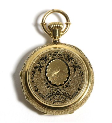 Lot 553 - A Swiss Enamel Full Hunter Pocket Watch, N.Robert, Locle, circa 1880, lever movement signed,...