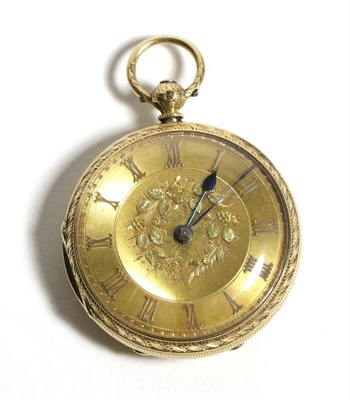 Lot 557 - A Lady's 18ct Gold Fob Watch, 1871, lever movement signed M H Longstaff, Willington, gold...