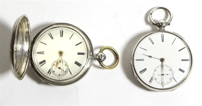 Lot 563 - A Silver Full Hunter Pocket Watch and a Silver Open Faced Pocket Watch, the first, lever...