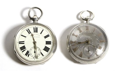 Lot 567 - Two Silver Open Faced Pocket Watches, the first, lever movement signed Max Cohen, Manchester,...