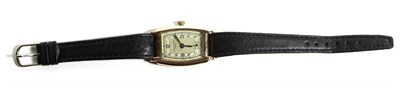 Lot 574 - An Art Deco 9ct Gold Wristwatch, retailed by Dyson & Sons, Leeds, 1936, lever movement, two...