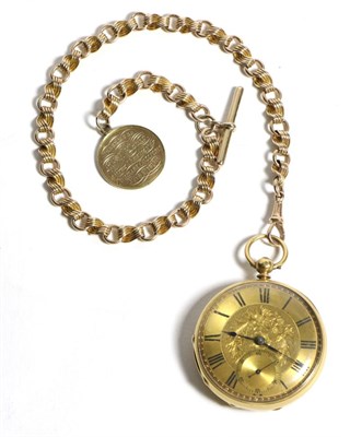 Lot 575 - An 18ct Gold Open Faced Pocket Watch, 1871, lever movement signed J.D.Williams Merthyr, gold...