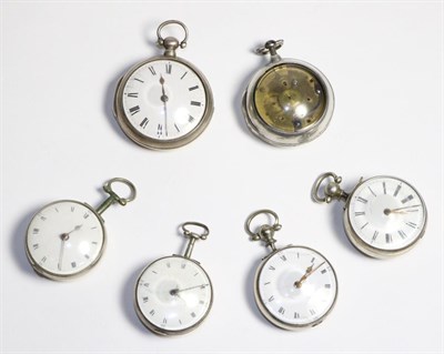 Lot 577 - Four Silver Verge Pocket Watches, 18th/19th century, signed Wm Bunnett, London, J String,...