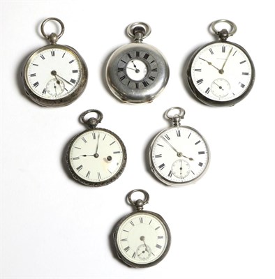 Lot 580 - Four Silver Open Faced Pocket Watches, 19th century, signed The Faithfull Foggs patent, Wm...