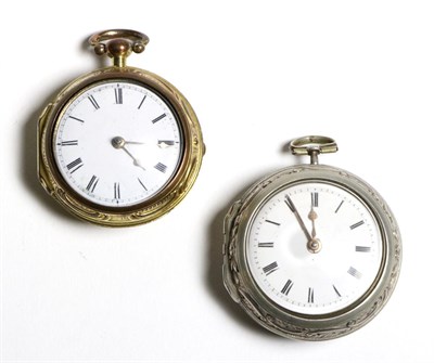 Lot 581 - Two Repousse Pair Cased Verge Pocket Watches, signed Wm Byfield, London, circa 1780, gilt fusee...