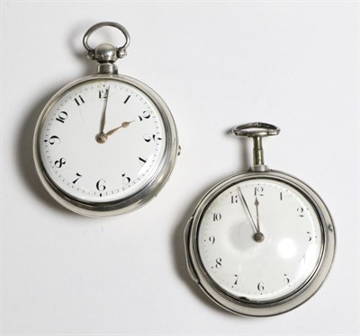 Lot 584 - Two Silver Pair Cased Verge Pocket Watches, signed E.Barrett, Blandford, 1822, gilt fusee...