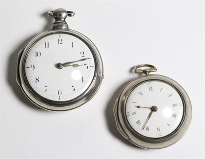 Lot 590 - Two Silver Pair Cased Verge Pocket Watches, signed J Richards, London, 1782, gilt fusee...